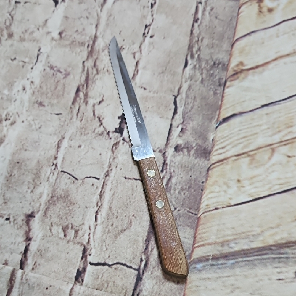 Vintage‎ Forgecraft Stainless Steel Serrated Long Steak Knife Japan